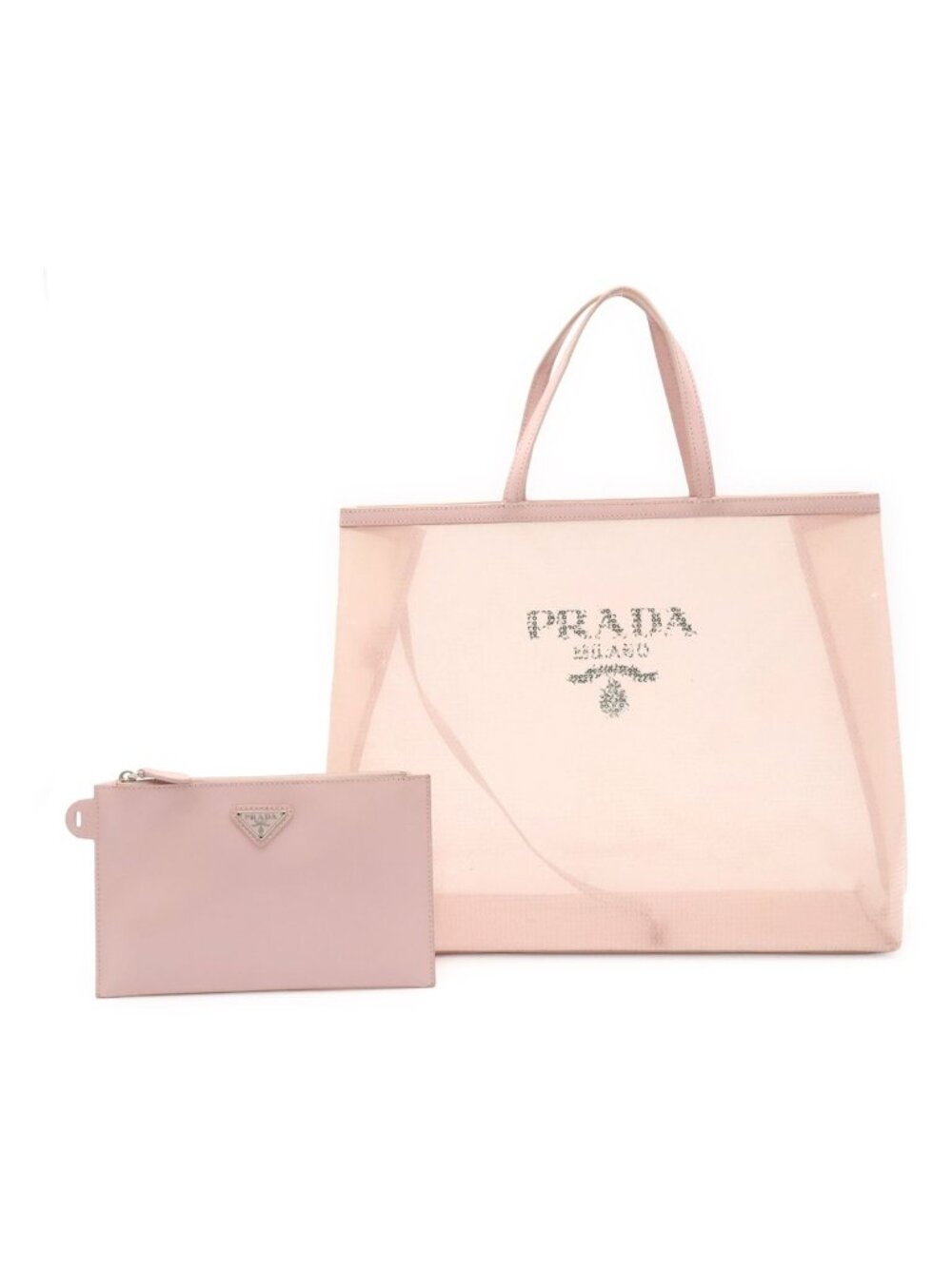 Prada Tote Shoulder Mesh Sequin Alabastro Dusty Pink Domestic Purchased